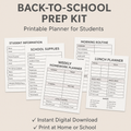 Back-to-School Prep Kit – Printable Planner for Students