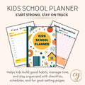 Printable Kids School Planner – 40+ Pages of Checklists, Trackers & Study Tools – Instant PDF Download